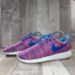 Nike Roshe Run GS Girls Running Shoes Sneakers Pink Blue Size 6Y 677784-600